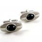 Swank Silvertone & Black Cufflinks 10222013ab