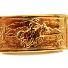 1950's Childs Western Cowboy On Horse Goldtone Belt Buckle Unmarked 102014