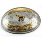 Huge Mexican Western Cowboy Silver & Gold Tone Horse Belt Buckle 10312013
