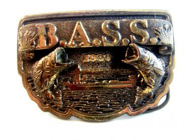 1990 B.A.S.S. Bass Solid Brass Belt Buckle Made in U.S.A.