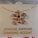 Sterling Silver & 18Kt Gold Diamond Accent Butterfly Pendant Chain