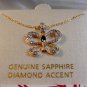 Sterling Silver & 18Kt Gold Diamond Accent Butterfly Pendant Chain