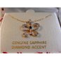 Sterling Silver & 18Kt Gold Diamond Accent Butterfly Pendant Chain