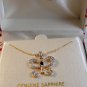 Sterling Silver & 18Kt Gold Diamond Accent Butterfly Pendant Chain
