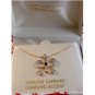 Sterling Silver & 18Kt Gold Diamond Accent Butterfly Pendant Chain