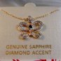 Sterling Silver & 18Kt Gold Diamond Accent Butterfly Pendant Chain
