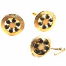 1970's Goldtone & Red Rhinestones Cufflinks & Tie Tac By Anson101014