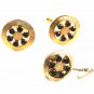 1970's Goldtone & Red Rhinestones Cufflinks & Tie Tac By Anson101014