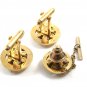 1970's Goldtone & Red Rhinestones Cufflinks & Tie Tac By Anson101014