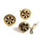 1970's Goldtone & Red Rhinestones Cufflinks & Tie Tac By Anson101014