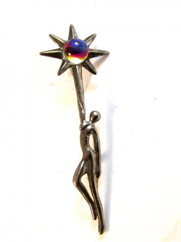 Vintage Art Deco Nude Female Holding Star Brooch