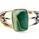 Southwest Sterling Silver & Malachite Cuff Bracelet
