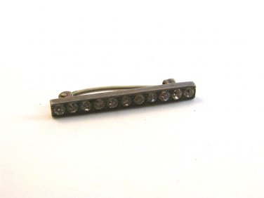 Vintage Victorian Sterling Silver & Paste Stone Bar Pin / Brooch