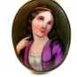 Vintage Hand Painted Porcelain Lady w/ Blue Eyes Brooch