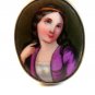 Vintage Hand Painted Porcelain Lady w/ Blue Eyes Brooch