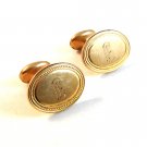 Vintage Edwardian / Deco Gold Tone Initial E Cufflinks