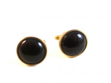 Vintage Gold Tone & Red Cufflinks