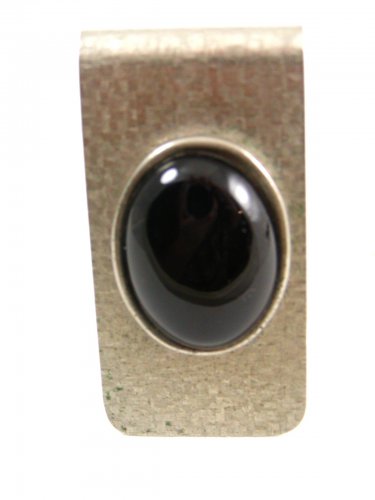 Silvertone & Black Onyx Money Clip