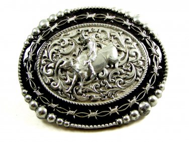 Cowboy Rodeo Bull Riding Belt Buckle by Silver Strike 3D