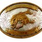 Nickel Slver Western Rodeo Cowboy Riding Wild Horse Belt Buckle 11072013