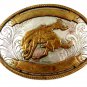 Nickel Slver Western Rodeo Cowboy Riding Wild Horse Belt Buckle 11072013