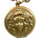 Art Nouveau Gibson Girl Copperish Locket Pendant Unmarked 102014