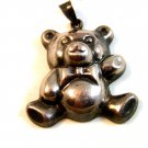 Vintage Sterling Silver Teddy Bear w/ Bow Tie Pendant