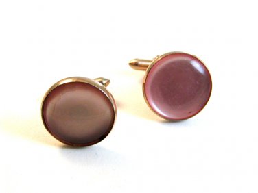 Vintage Gold Tone & Pink Cufflinks