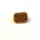 Vintage Gold Filled Croyden 15 Years Lapel Pin