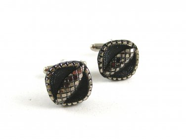 Unmarked Silvertone & Victorian Mourning Button Top Cufflinks 11062013ttg