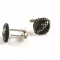 Unmarked Silvertone & Victorian Mourning Button Top Cufflinks 11062013ttg