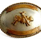 Western Rodeo Cowboy Bull Riding German Silver Belt Buckle