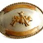 Western Rodeo Cowboy Bull Riding German Silver Belt Buckle