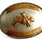 Western Rodeo Cowboy Bull Riding German Silver Belt Buckle