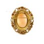 Goldtone Shell Cameo w 6 Surrounding Stones Brooch By GENO 102014