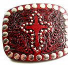 Western Rodeo Style Leather w/ Cross Belt Buckle