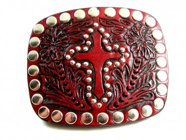 Western Rodeo Style Leather w/ Cross Belt Buckle