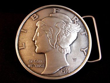Vintage 1916 USA Winged Victory 10 Cents Belt Buckle
