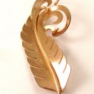 Huge Signed Ingeneu Sterling Silver Gold Vermeil Feather Brooch