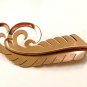 Huge Signed Ingeneu Sterling Silver Gold Vermeil Feather Brooch