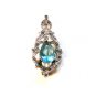 Sterling Silver & Marcasites & Blue Stone Brooch