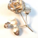 Signed FCS Vintage Mexican Taxco Sterling Silver Flower Rose Brooch