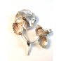 Signed FCS Vintage Mexican Taxco Sterling Silver Flower Rose Brooch
