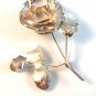 Signed FCS Vintage Mexican Taxco Sterling Silver Flower Rose Brooch