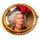 MIB Hand Painted Porcelain 18th Century Lady Brooch Signed P. Pastaud Limoges