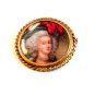 MIB Hand Painted Porcelain 18th Century Lady Brooch Signed P. Pastaud Limoges