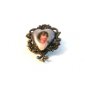 Vintage Sterling Silver Miniature Hand Painted Portrait Heart Brooch