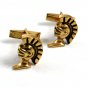 True Vintage Goldtone Greek Warrior Trojan Cufflinks Unmarked 102414