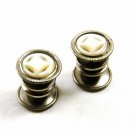 Art Deco True Vintage Silvertone Mother Pearl Cufflinks By COBS LINK 101314