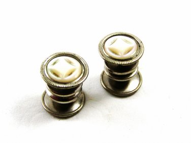 Art Deco True Vintage Silvertone Mother Pearl Cufflinks By COBS LINK 101314